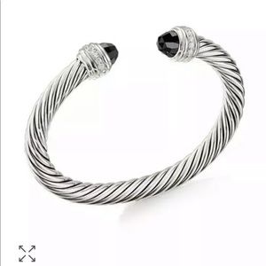 David Yurman Black Onyx 7mm diamond Cable Bracelet